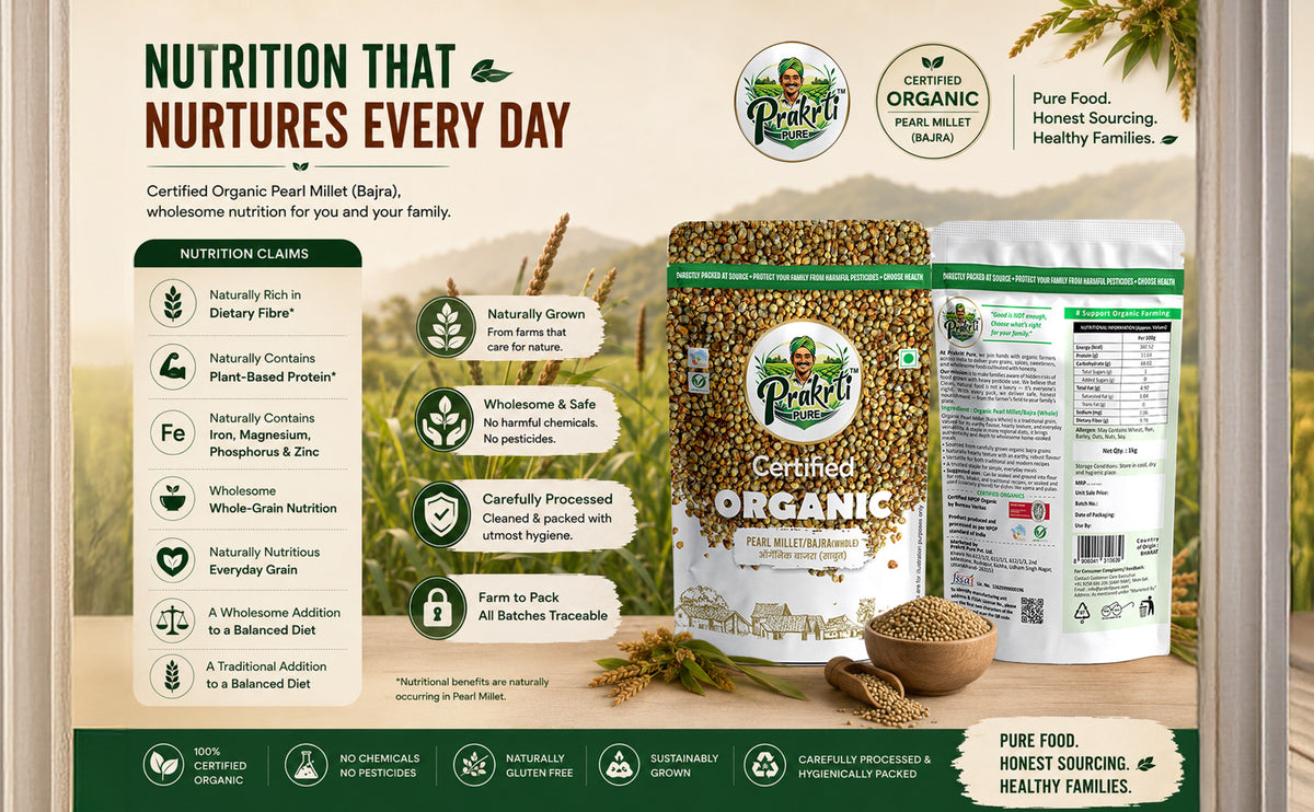 Prakrti Pure Organic Bajra | Whole Pearl Millet | Dietary Fiber