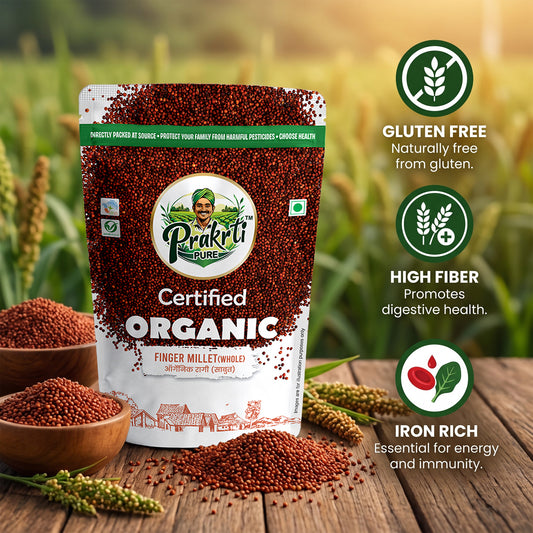 Prakrti Pure Organic Ragi | Whole Finger Millet | Calcium