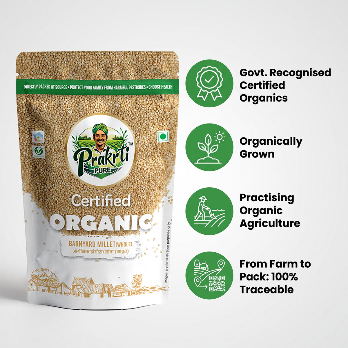 Prakrti Pure Organic Barnyard Millet | Jhangora | Dietary Fiber