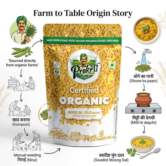 Prakrti Pure Organic Moong Dal Dhuli | Yellow Moong | Plant Protein