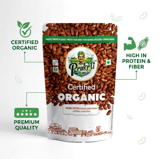 Prakrti Pure Organic Rajma Chitra | Speckled Kidney Beans | Plant Protein