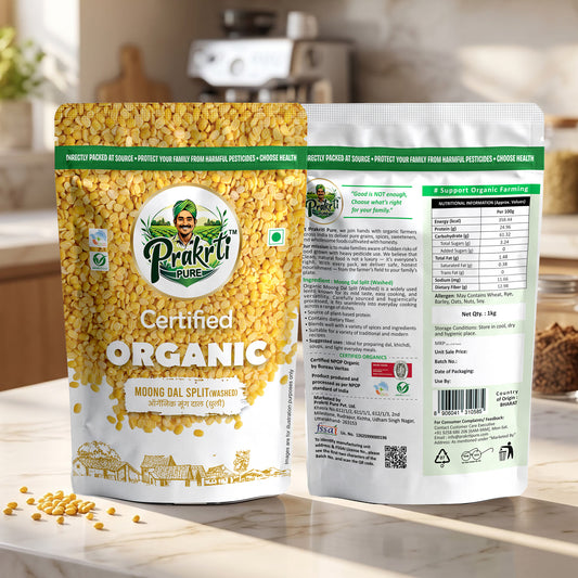 Prakrti Pure Organic Moong Dal Dhuli | Yellow Moong | Plant Protein