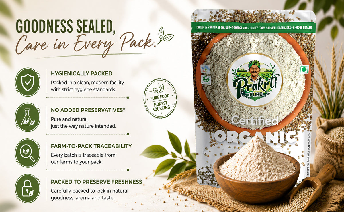 Prakrti Pure Organic Bajra Atta | Pearl Millet Flour | Dietary Fiber