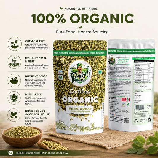 Prakrti Pure Organic Moong Dal Chilka | Split Green Gram | Dietary Fiber