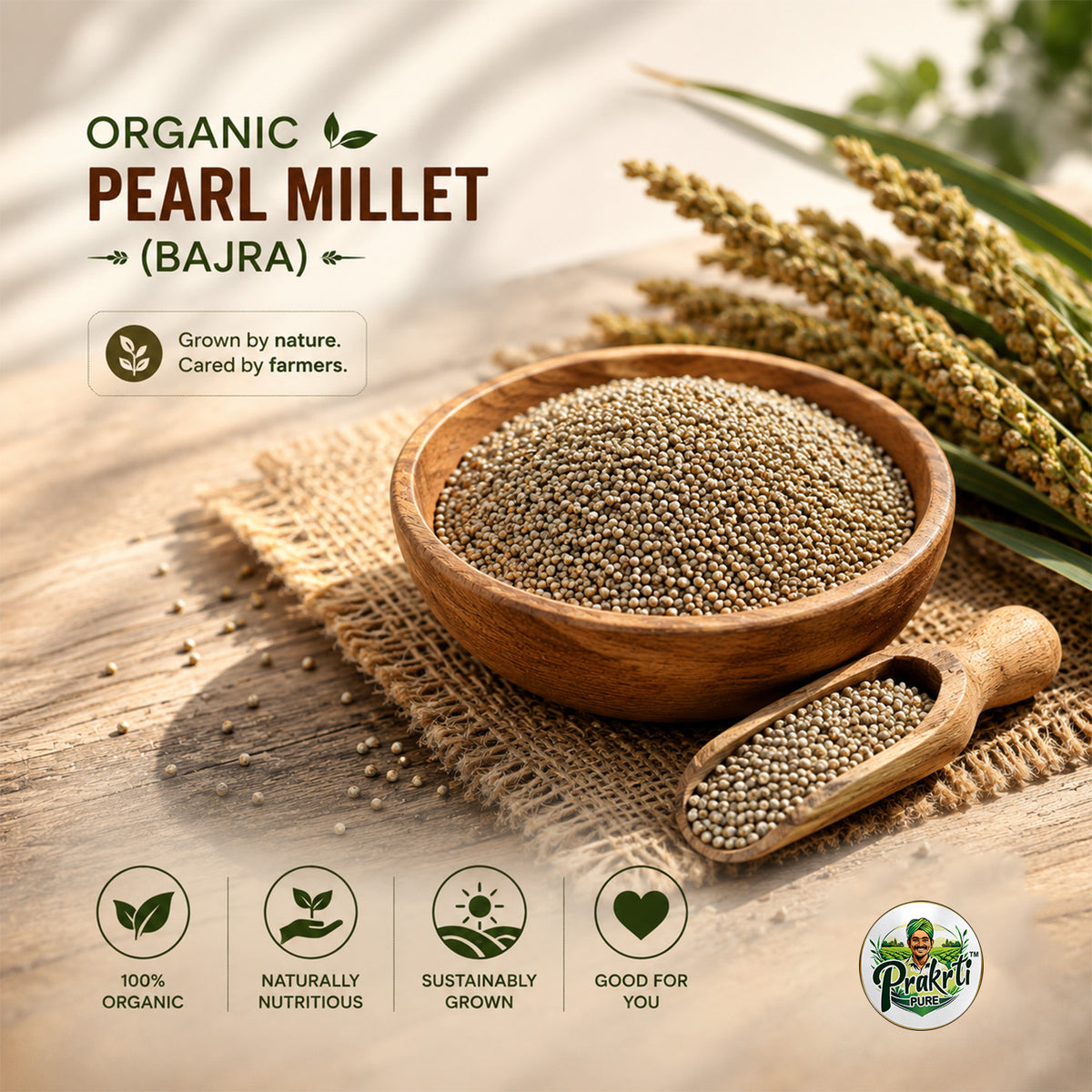 Prakrti Pure Organic Bajra | Whole Pearl Millet | Dietary Fiber