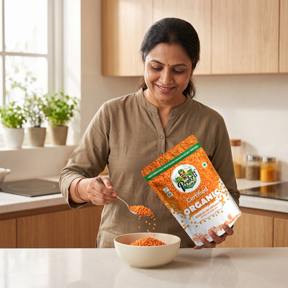 Prakrti Pure Organic Masoor Dal | Split Red Lentils | Plant Protein