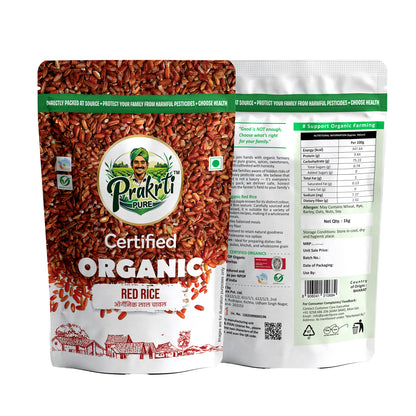 Prakrti Pure Organic Red Rice | Whole Grain Nutritious Rice | Dietary Fiber