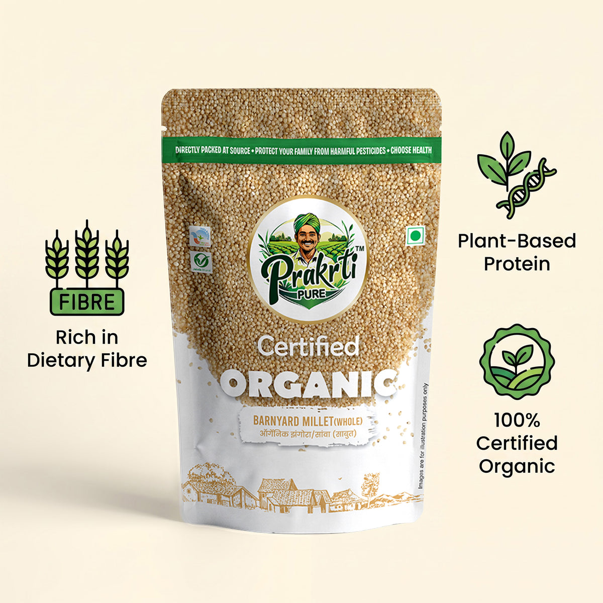 Prakrti Pure Organic Barnyard Millet | Jhangora | Dietary Fiber